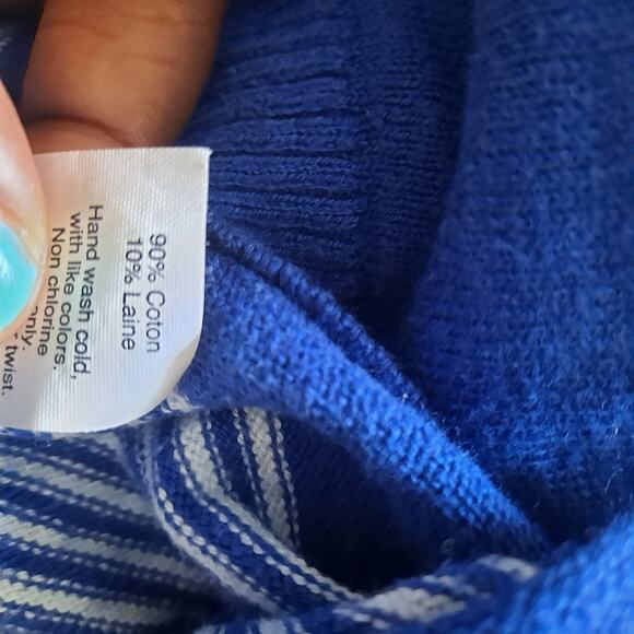 Madewell Blue & White V-neck L/S  Stripe Sweater - Picture 8 of 12